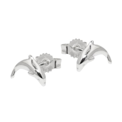Stud Earrings Ear Jewelry Jumping Dolphin 925 Silver Women