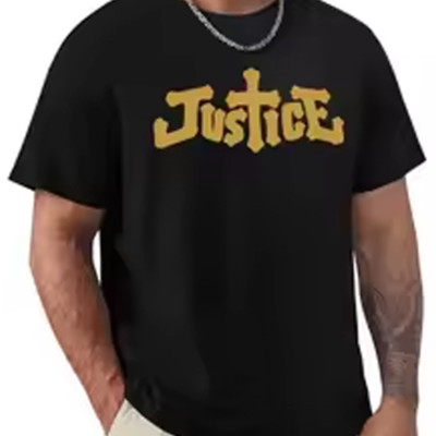 basic shirt Justice band LOGO T-Shirt black shirt unisex All sizes XA550