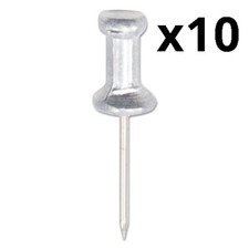 Aluminum Head Push Pins, Aluminum, Silver, 5/8", 100/Box, Pack of 10