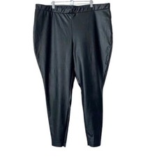 Eloquii Faux Leather Pants NEW Womens 24 Black High Rise Pull On Slim Leg Goth