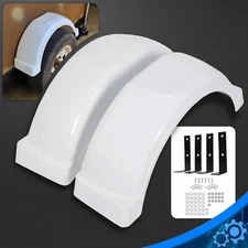 White Pair of Single Axle Trailer Fenders For 13" Wheels Tire Skirt Boat