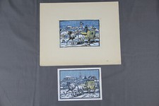 Dachauer Maler Richard Huber Entwurf Postkutsche Winter Aquarell Dachau Stadt