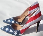INC USA Flag High heels shoes women 11.5, 12  crystals 4th of July 326 Offer — photo 7