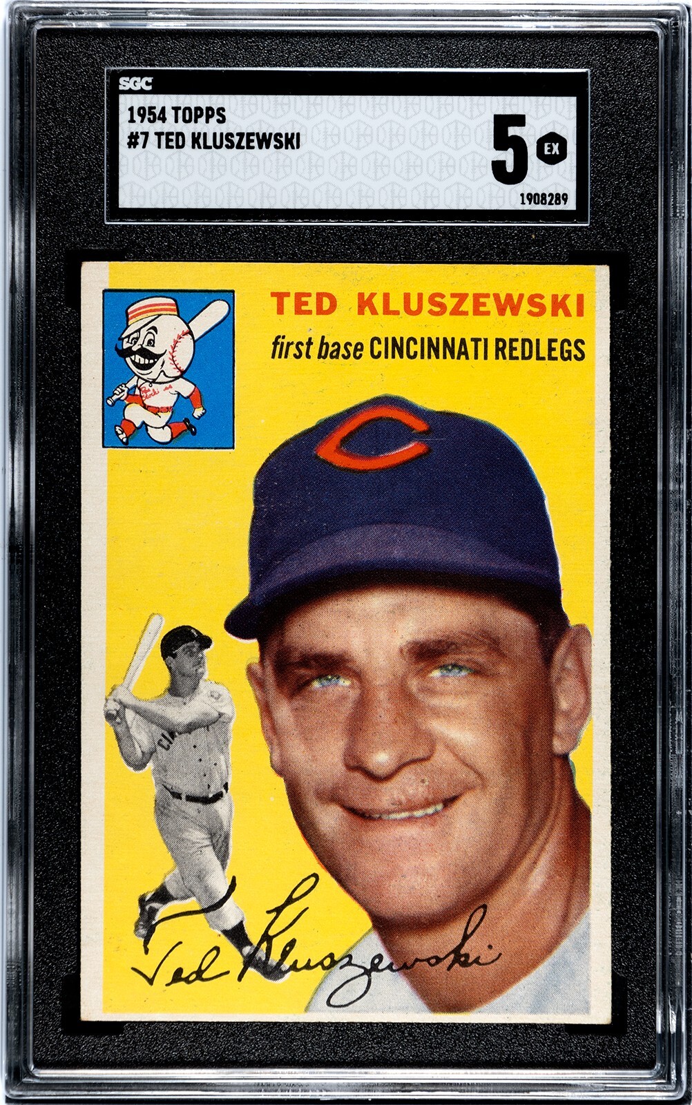 1954 Topps TED KLUSZEWSKI Cincinnati Reds #7 SGC 5 EX Condition