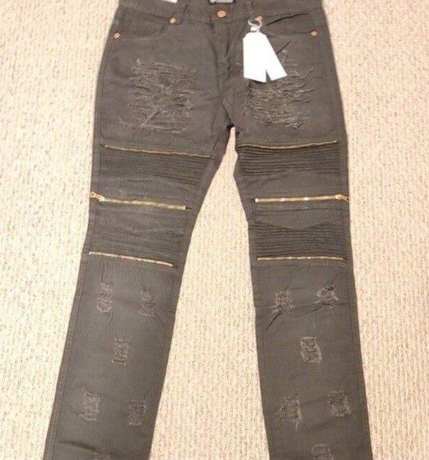 New Men's Ripped Distressed Biker Pants: 32 to 44