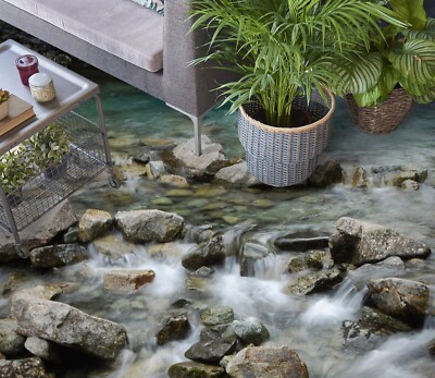 3D River Stones SKE2126 Floor WallPaper Print Decal Epoxy Floor Deco Kay