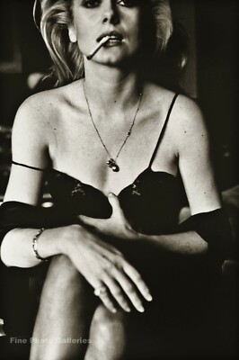 1976 Vintage HELMUT NEWTON Actress CATHERINE DENEUVE Smoking Duotone Photo  Art