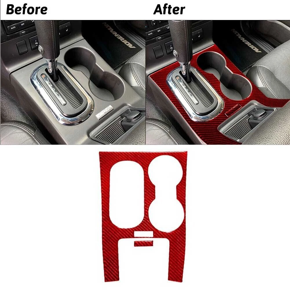 2Pcs For Ford Explorer Red Carbon Fiber Automatic Gear Shift Frame Cover Trim
