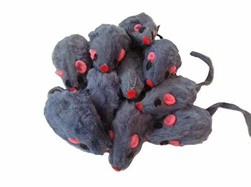 10 Furry Mice with Catnip  Made of Real Rabbit Fur Cat Toy Mouse Fun play - Image 4 of 4