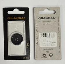 Dill Buttons ~ (1376) - 3/4" - 4 Hole Navy ~ 1 ct