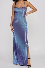 Violet Weekend Juniors' Women's Blue Ombré Sequins Lace-Up Back Dress Size 1-2