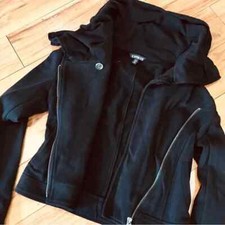 Express Moto Crop Jacket Coat Thick Cotton Black Cozy Warm Preppy Goth Biker