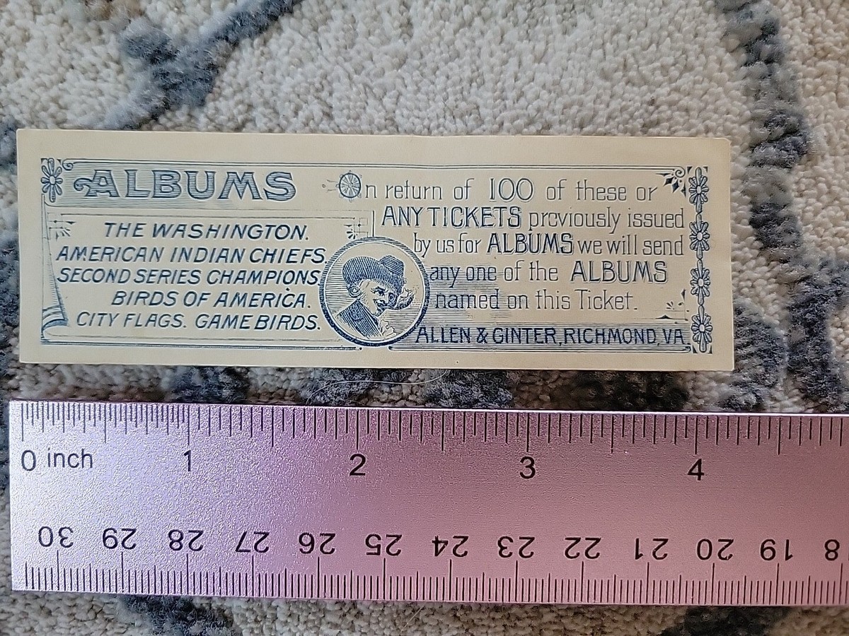 Vintage 1889 Allen & Ginter Coupon For N29 2ND SERIES CHAMPIONS