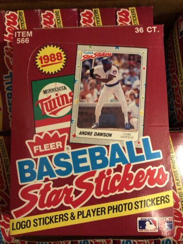 1988 FLEER Baseball Stars STICKERS Box 36 Packs 5 Photos/1 Logo Stickers per Box
