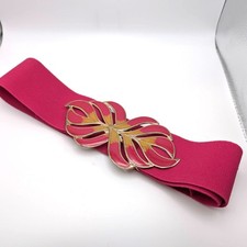 Vintage Pink Fashion Belt Leaf Buckle Flame Buckle Feather Buckle ElasticStretch