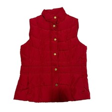 Crown & Ivy Red Quilted Puffer Vest Snap Button Mock Neck Size PS SP Petite
