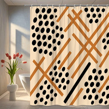 Modern Black and Brown Shower Curtain - Stylish Geometric Design