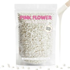 Pink Flower Hard Wax Beads 1 lb White   Hair Removal, Hypoallergenic, Sensitive