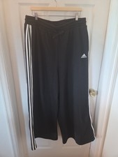 Adidas 15  Mens Super Wide-Leg 3-Stripes Fleece Pants Black Size 2XL
