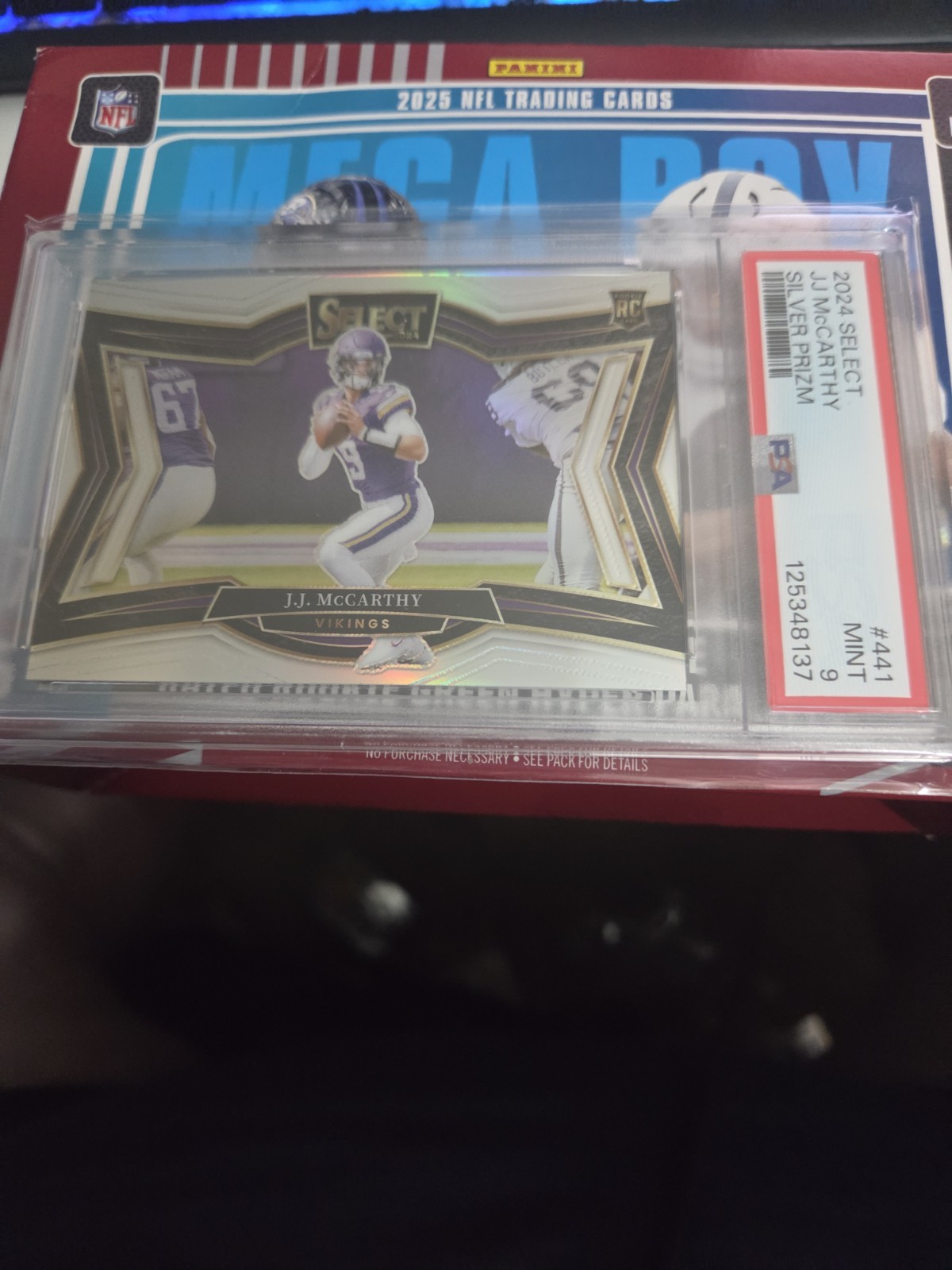 JJ McCarthy 2024 Panini Select Field Level #441 Silver Prizm PSA 9 Vikings