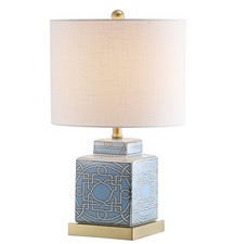 JONATHAN Y 22" Blue/White Modern Ceramic Ginger Jar Table Lamp for Nightstand...