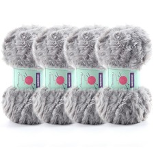 4 Skeins Chunky Eyelash Faux Fur Yarn for Crocheting Knitting Fuzzy Fluffy