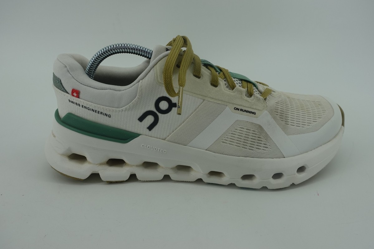 On Cloudrunner Shoes Womens White Green Helion Running