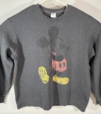 Mickey Mouse Crew Vintage Look Sweatshirt Mens XL Disney Pullover Distressed