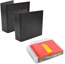 CD Storage Bundle Pack   100 Transparent Protective CD Sleeves  4 Black 2-Ring