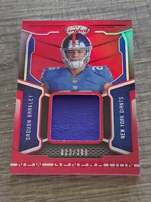 Saquan Barkley 2018 Panini Certified New Generation patch #1 Red Serial #023/299