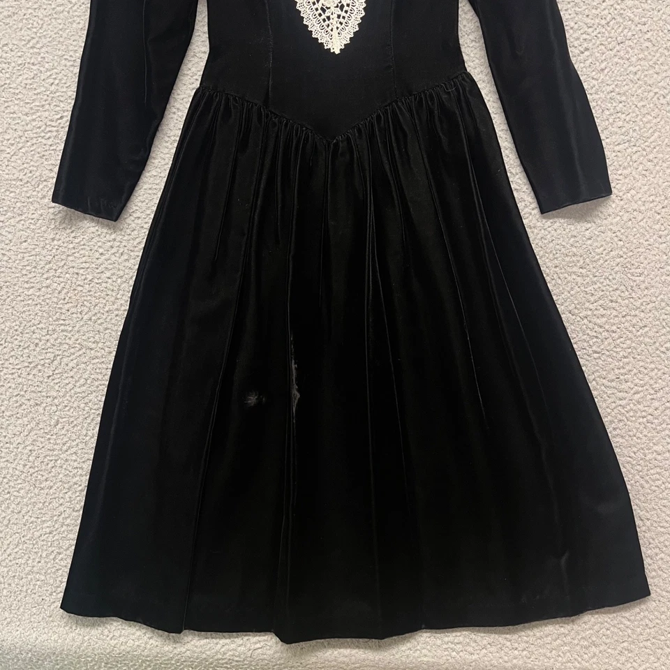 Vestido De Colección Gunne Sax Jessica McClintock Mujer 3 Negro Terciopelo Wednesday Adam Goth Foto 2 de 4