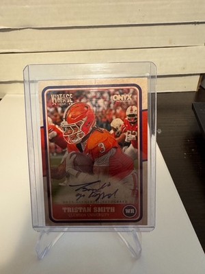 Tristan Smith 2025 Onyx Vintage Football On Card Auto Go Tigers RC Clemson