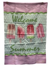 Welcome Summer House Flag Spring Summer Home Decor Watermelon Popsicle Outdoor