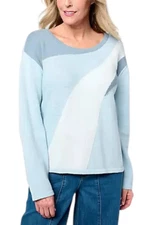Peace Love World Boheme Women's Abstract Novelty Stitch Sweater Blue