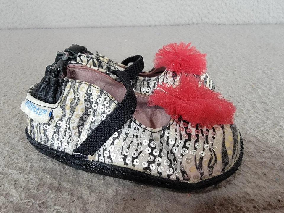 Robeez Mary Jane Shoes Mini Shoez Buffy Black White Zebra Size 3 Leather Red Bow - Изображение 4 из 4
