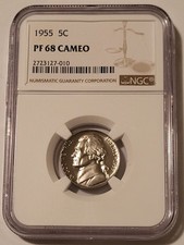 NGC 1955 Jefferson Nickel Proof PF68 Cameo (B)