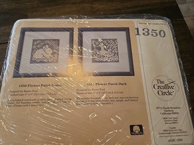 Vtg 1989 Creative Circle Needlework Flower Patch Duck Lace Net Darning Kit 1350