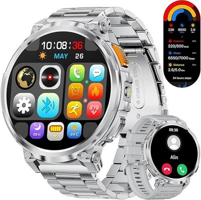 Smartwatch Herren Männer mit Telefonfunktion Armbanduhr für iOS Android Outdoor