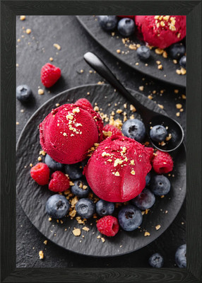 Obst mit Eis Gerahmtes Wandbild Poster Leinwandbild Bild