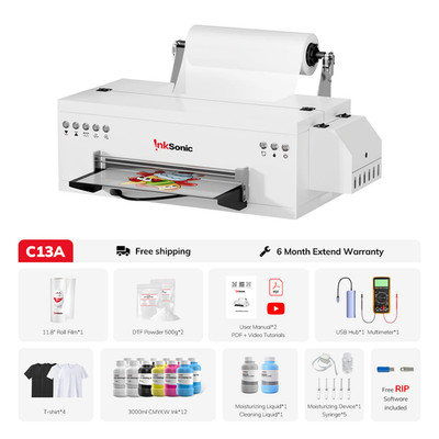 InkSonic R1390 A3, 13''/33cm DTF Printer+Oven, for T-shirt Printing, 7/24,C13A,US