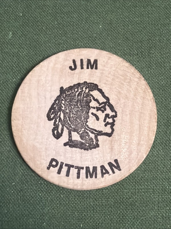 Obsolete Jim Pittman Indian Buffalo Wooden Nickel Token