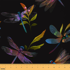Castle Fairy Wild Dragonfly Decorative Fabric By The Yard 3D Purple Blue