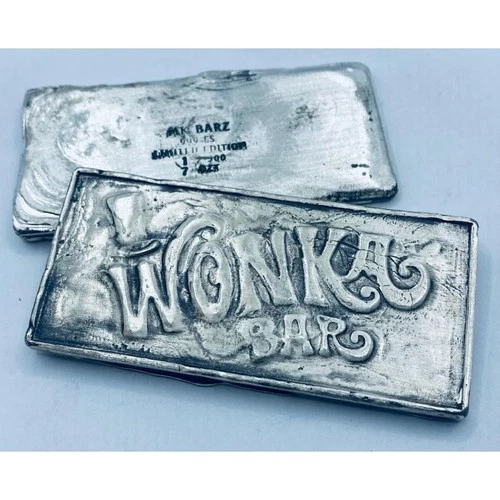 7 Troy Oz. MK BarZ "Willie Wonka Chocolate BarZ" LIMITED EDITION .999 Fine Silve