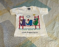Vintage Golden Gate Bridge Dinosaur T Shirt Kids 2-4 Single Stitch White