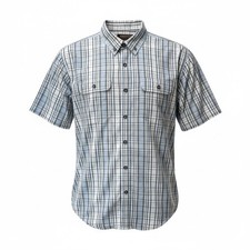 Ridgecut Toughwear Men's Double Pocket Short Sleeve Blue Plaid Shirt - Size XL