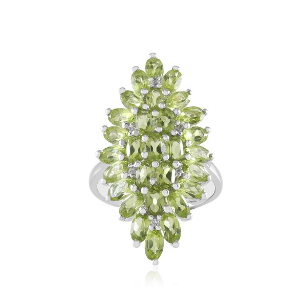 Cavill Peridot Ring 925 Sterling Silber Rhodiniert GrüN Damen Blatt-image