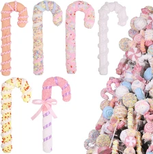 6Pcs Christmas Candy Canes Decorations Xmas Pastel Candy Lands Cute Macaron Tree