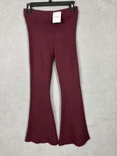 Forever 21Women's Burgundy Knit Flared Stretch Pants High Waisted Size Small NWT