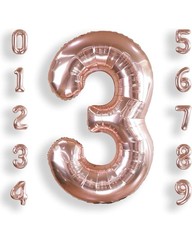 AULE 40 Inch Big Rose Gold 3 Balloon Number Large Foil Helium Number Balloons