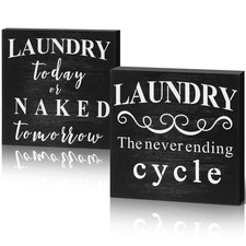 Yulejo 2 Pieces Farmhouse Laundry Room Decor ...